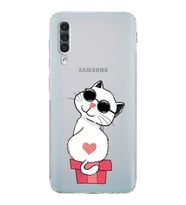 Samsung Galaxy A50s  Kamera Korumalı  Kapak Cool Cat Tasarımlı  Şeffaf Kılıf