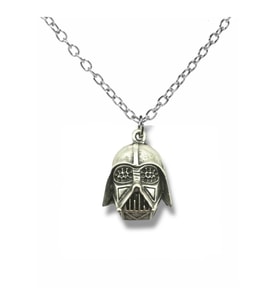 Star Wars Darth Vader Gri Kask Kolye  60 cm Zincirli Metal Unisex Aksesuar – (Gümüş)