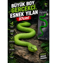 Büyük Boy Gerçekçi Esnek Yılan 37 cm Yumuşak Dokulu Yeşil TPR Oyuncak Python