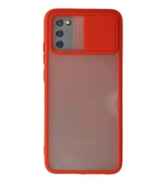 Durukar® Samsung Galaxy A02S Kılıf Palm Buzlu Kamera Sürgülü Silikon - Kırmızı