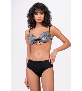 Endeep Kadın Balenli Destekli Bağcık Detaylı Yüksek Bel Bikini Takımı (Siyah)