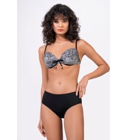 Endeep Kadın Balenli Destekli Bağcık Detaylı Yüksek Bel Bikini Takımı (Siyah)
