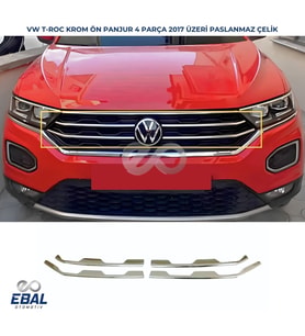 VW T-Roc Krom Ön Panjur 4 Parça  2017-2021 Paslanmaz Çelik