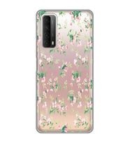 Huawei P Smart 2021 Uyumlu Çiçek Desenli Şeffaf Telefon Kılıfı