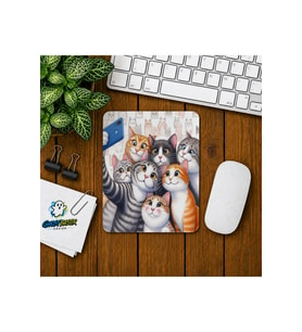Kedilerin Selfiesi Baskılı Oyuncu Mousepad 0123