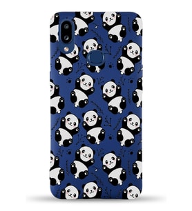 Samsung Galaxy A10s Uyumlu Lansman Kılıf Panda Tasarımlı İçi Kadife Kapak-Lacivert (Şeffaf)
