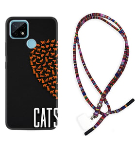 Realme C11 C21 C21Y C25Y C11 2021 Kılıf Boyun Asklı Rasta Silikon Cats 1792