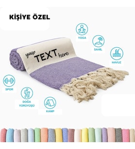 Kişiye Özel Elmas Desenli Nakışlı Peştemal – İsim Yazılı Oversize Türk Plaj Havlusu – Banyo Havlusu