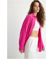 Kadın Pen Keten Gömlek Oversize