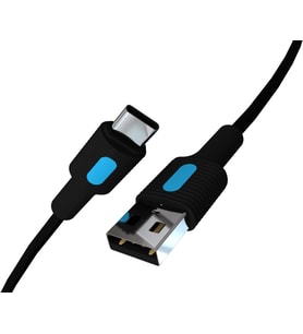 Coral USB A-C Hızlı Şarj Kablosu (Siyah + Mavi/Siyah Uç) (120 CM)
