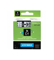 Dymo D1 Şerit Standart 19 MMx7 Metre Şeffaf Üzerine Siyah