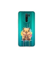 Redmi 9 ile Uyumlu Splash Kapibara Tasarımlı Şeffaf Silikon Kılıf