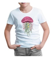 A Jellyfish with Floral Plant Tentacles Beyaz Çocuk Tshirt