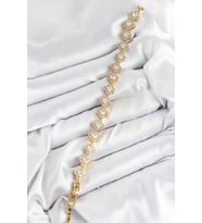 Pirinç Zirkon Taşlı Yonca Baget Model Gold Renk VIP Seri Kadın Bileklik 5886 - EEEEEE4093-1713