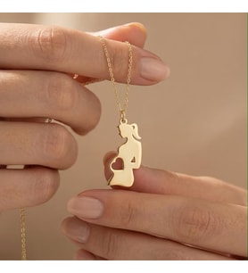 Kişiye Özel 925 Ayar Gümüş Hamile Anne Figürlü Kolye (Gold)