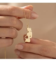 Kişiye Özel 925 Ayar Gümüş Hamile Anne Figürlü Kolye (Gold)