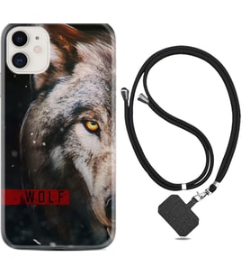 Apple iPhone 11 12 13 Mini Kılıf Boyun Askılı Silikon Wolf Eyes 1758