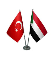 Masa Üstü Sudan Bayrağı Türk Bayrağı İkili Krom Direk Masa Bayrak Seti