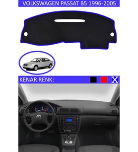 Volkswagen Passat B5 1995-2005 Için Uygun Torpido Koruma Halısı Siyah Kenar Renk Mavi