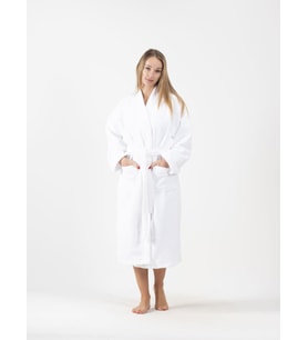 Kadife Şalyaka Bornoz Soft Unisex Beyaz