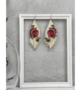 HANDMADE GÜL BONCUK KÜPE