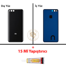 Xiaomi Mi 6 Siyah Arka Pil Kapağı Batarya Kapağı Lazer Kesim + B-7000 Yapıştırıcı