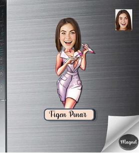 Kişiye Özel Güzellik Uzmanı Kadın Ahşap Magnet -2