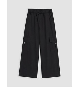 LCW Kids Siyah Kız Çocuk Gabardin Kargo Pantolon