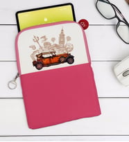 BK Gift Klasik Araç Tasarımlı Taşınabilir Koruyucu Tablet Kılıfı & Organizer Çanta - Pembe-2