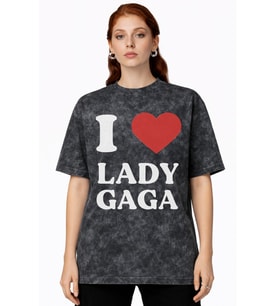 I Love Lady Gaga Şarkıcı Baskılı Unisex Oversize Vintage Yıkamalı Tişört