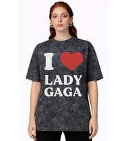 I Love Lady Gaga Şarkıcı Baskılı Unisex Oversize Vintage Yıkamalı Tişört