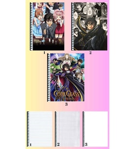 code geass lalouch 3 adet defter A4 büyük boy 72 sayfa çizgili_kareli_çizgisiz defter seti