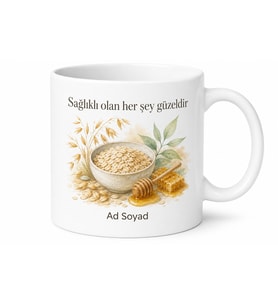 Yulaf Ezmesi Temalı Sağlıklı Yaşam Kupa Bardak Özel Tasarım Hediye