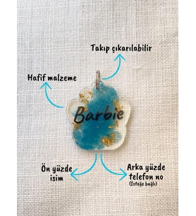 Pati Şeklinde Renkli-Şeffaf  Kedi/ Köpek- İsimliği/ Künyesi (Mavi)