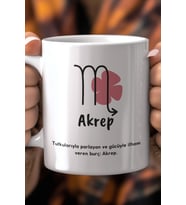 Akrep Burcu Temalı 330ml Baskılı Beyaz Seramik Kupa Bardak