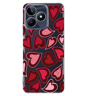 Realme C53 Uyumlu Kalp Desenli Şeffaf Telefon Kılıfı