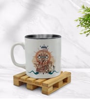 BK Gift Kişiye Özel Gemi Tasarımlı İçi Siyah Renkli Kupa Bardak Model 4