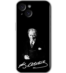 İphone 15 Kılıf HD Desen Baskılı Kılıf - Atatürk İmza