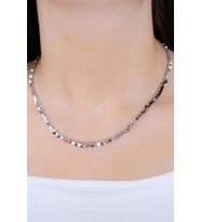 Pullu Oniks Taşlı Rodyumlu Gümüş Kolye 7719