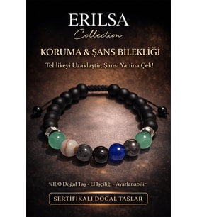 Sertifikalı Koruma Nazar Şans Bilekliği - Aventurin Jasper İyolit Dumanlı Kuvars Akik Taşı (Çok Renkli)