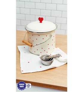 Cupid Kalp Desenli Emaye Yoğurt/bakliyat Bakracı (20CM-3 LİTRE-TÜM OCAKLARLA UYUMLU)