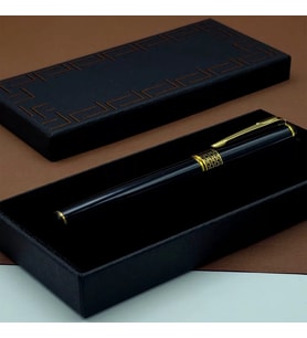 Gold İşlemeli Siyah Metal Roller Kalem
