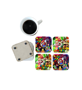 Ghostbastır Design Süper Mario Dekoratif Ahşap Bardak Altlığı Seti 073