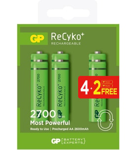 GP AA 2600 mAh Şarjlı Kalem Pil 4+2'li Paket GP270AAHCE4-2