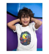 Unisex Pacman Baskılı Oyun Çocuk Tişört (1-12 YAŞ)