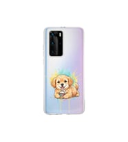 Huawei P40 Pro ile Uyumlu Splash Köpek Tasarımlı Şeffaf Silikon Kılıf