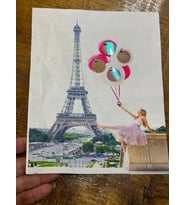 EYFEL KULESİ PARİS UÇAN BALONLU ARMA PAYETLİ DİKİŞ GİYİM APLİKE 23X19 CM