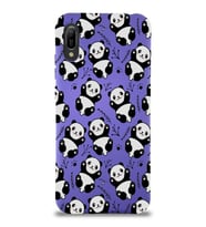 Huawei Y6 2019 Uyumlu Lansman Kılıf Panda Tasarımlı İçi Kadife Kapak-Mor (Şeffaf)