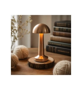 Atina Yl86-1231 Oval & Metal Mantar Masa Lambası Dokunmatikk & Renkli Type-c Şarjlı 3 Fonksiyonlu