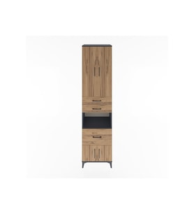 Hyperion Dolap 4 Raflı 3 Çekmeceli 4 Kapaklı 60x44x243 Antrasit-Çam
